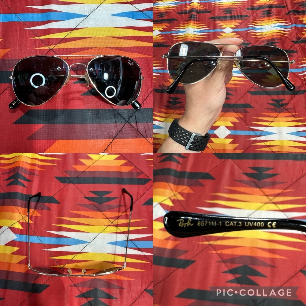 Ray Ban 8571M-1 CAT.3 UV400 Adult Aviator Gold Black Sunglasses